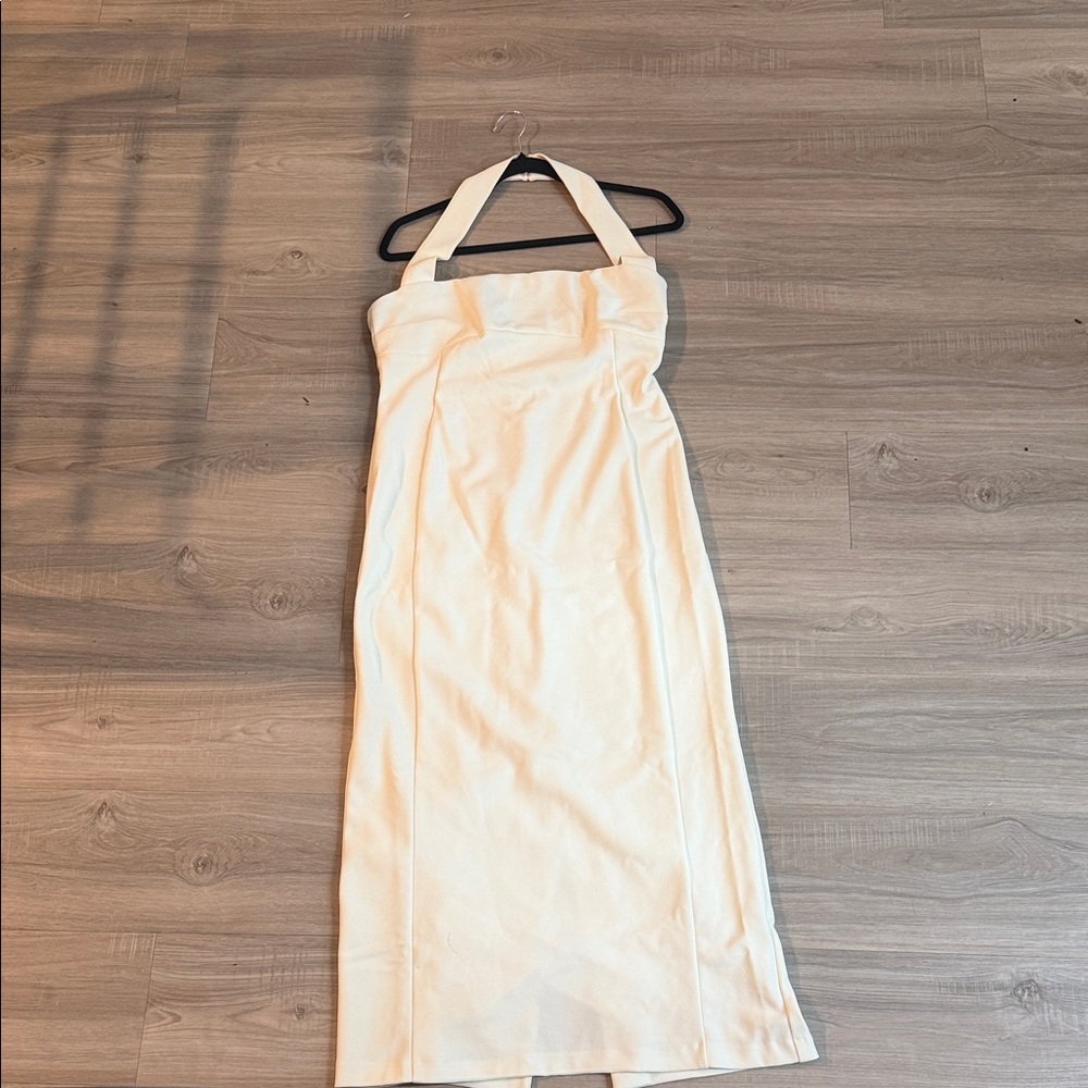 Meshki Cream Halter Midi Dress